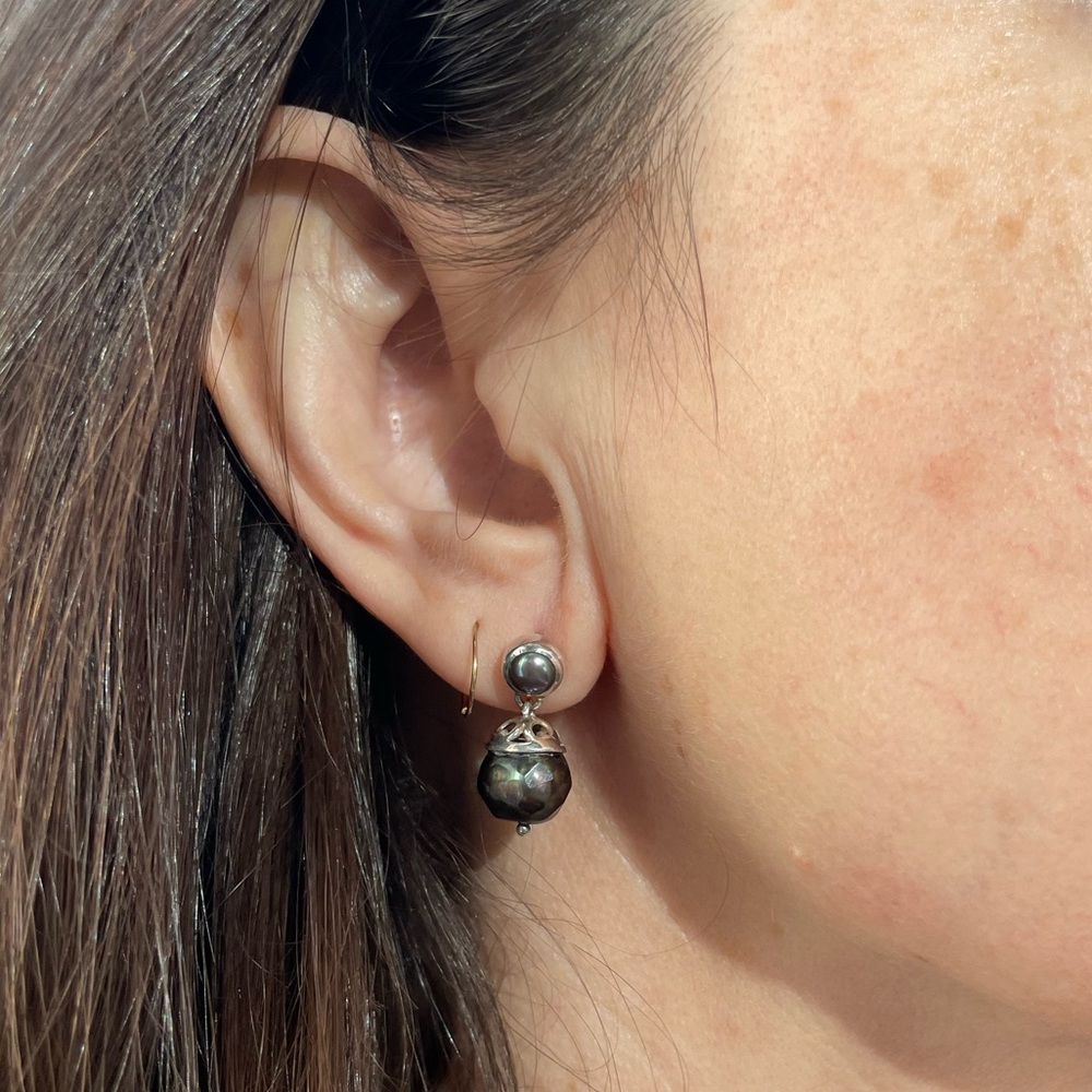 Janice Girardi Sterling Silver & Blue Pearl Earrings
